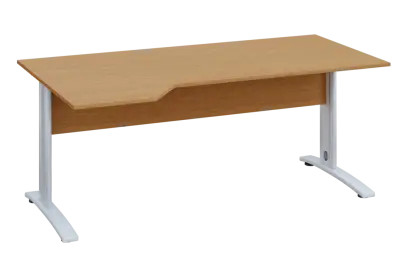 EZK 18 - 184 stůl kancelářský, rohový, levý, kovová podnož bílá, deska 18 mm, široký 1800 mm, buk Royal